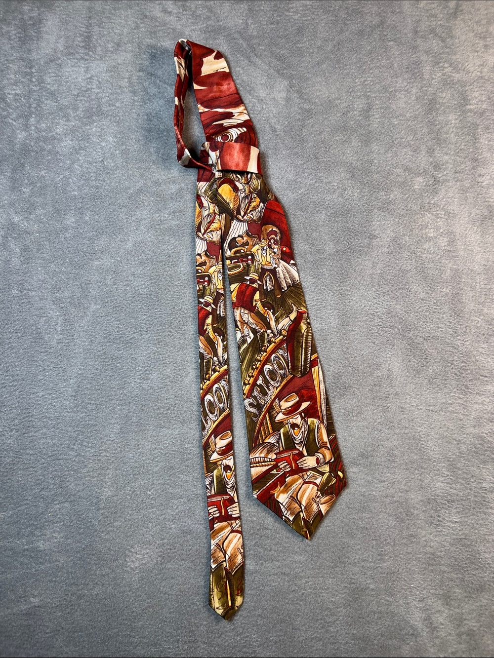 The Beatles Red and Brown Novelty Jazz-Theme Men's Tie